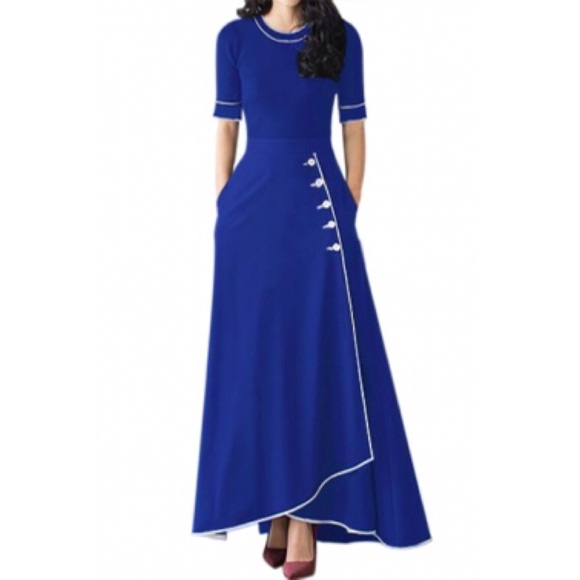 Women’s Royal Blue High Waisted A line Skirt - Picture 5 of 5